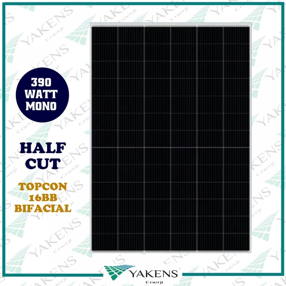 390 Watt Half Cut Monokristal Topcon Güneş Paneli A KaliteBıfacıal 78 Cell 16BB Lexron